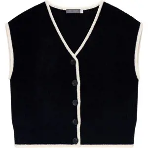 Mint Velvet Navy Contrast Trim Sleeveless Cardigan